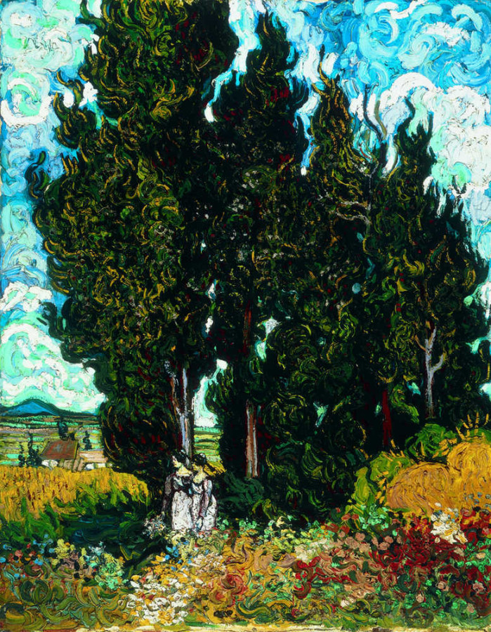 Cyprysy z dwiema postaciami kobiet – Vincent van Gogh